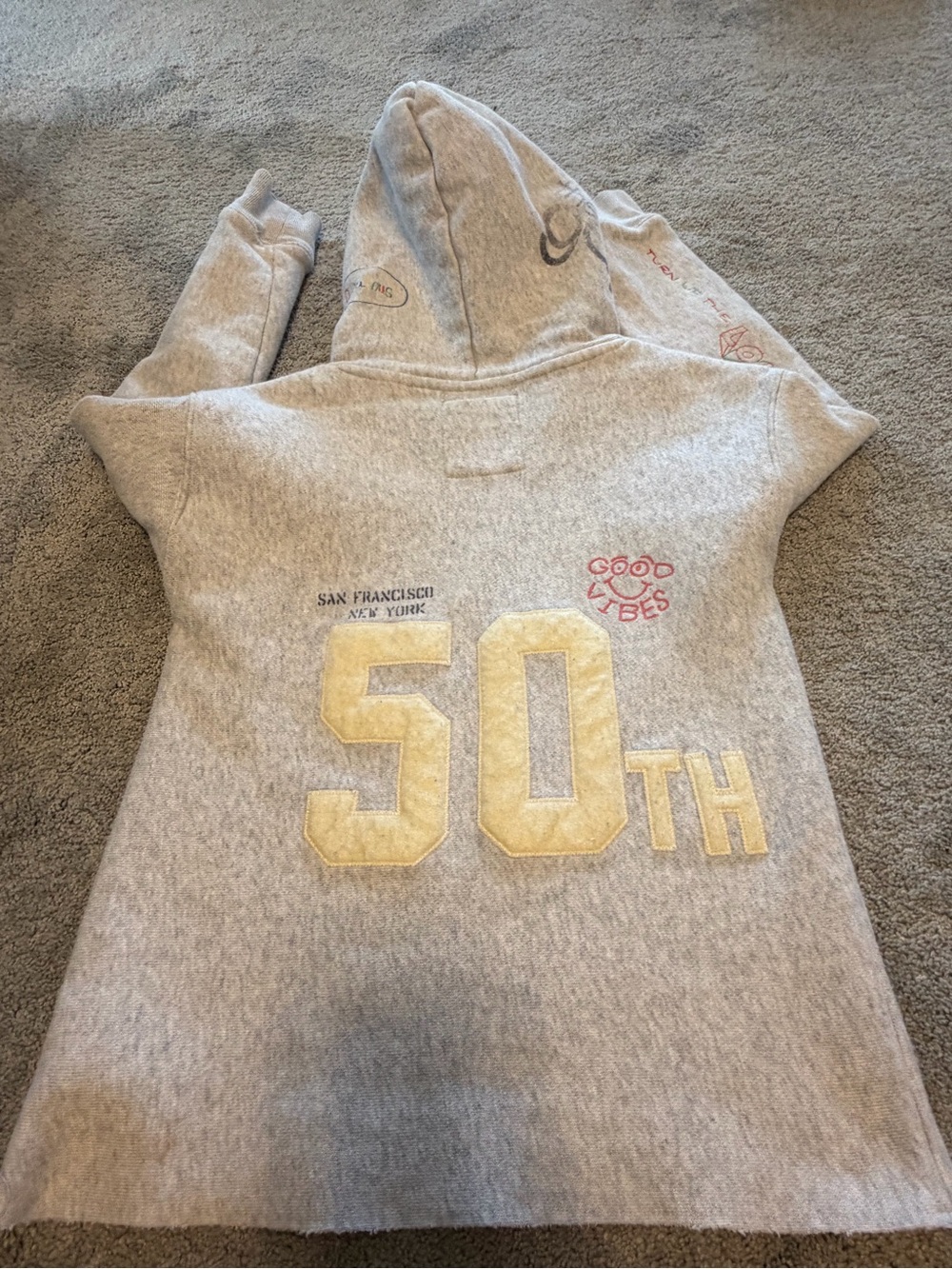 GAP Girls 50th Anniversary Graphic Hoodie Sweatshirt Gray Size L (10) - Picture 6 of 6
